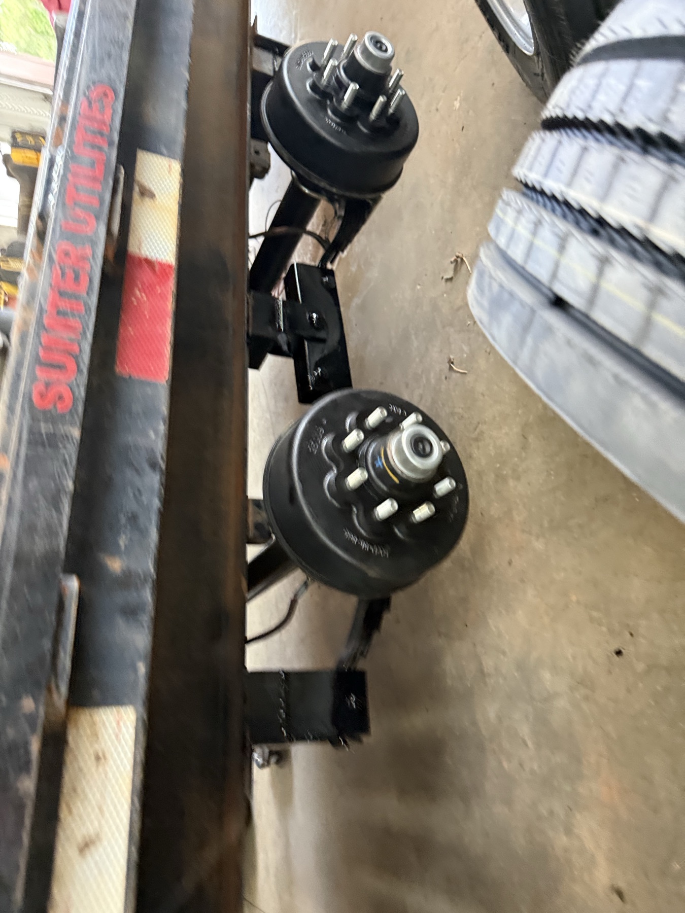 New axles installed on trailer